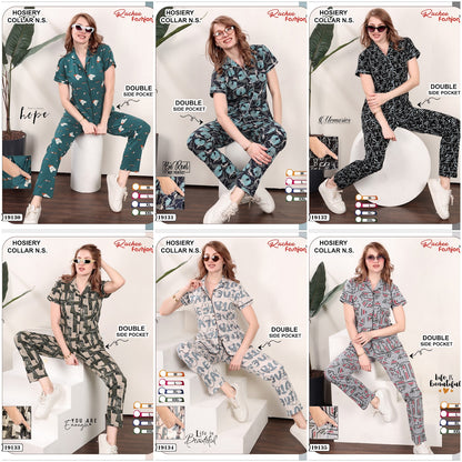 Design 19130 To 19135 Ruchee Fashion Hosiery Collar Night Suits Manufacturer India