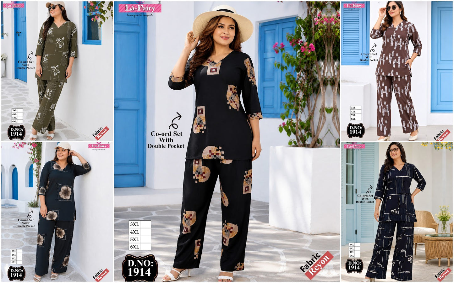 Design 1914 La Fairy Rayon 22Kg Co Ord Set Wholesale Rate