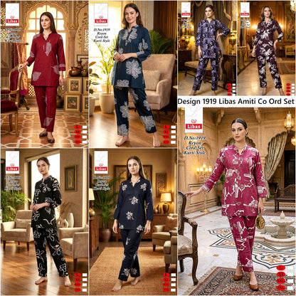 Design 1919 Libas Amiti Reyon Co Ord Set Supplier Ahmedabad