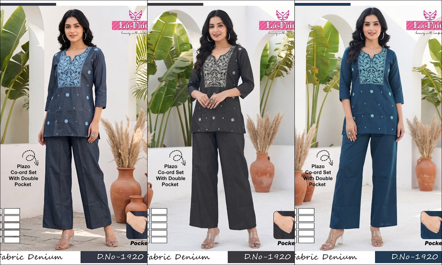 Design 1920 La Fairy Denim Co Ord Set Manufacturer India
