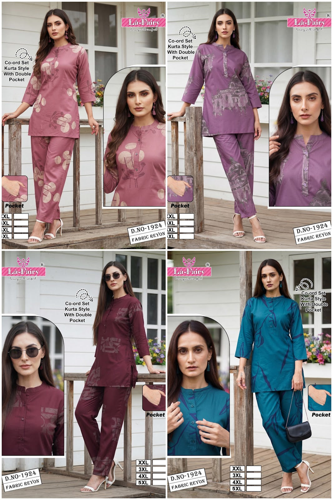 Design 1924 Kurta Style La Fairy Reyon Co Ord Set Exporter Ahmedabad