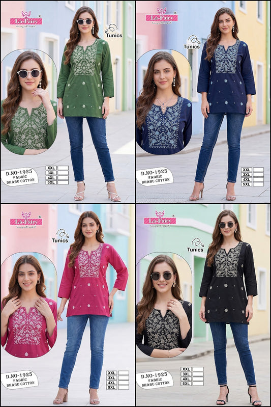 Design 1925 La Fairy Dhabu Cotton Short Kurtis Manufacturer