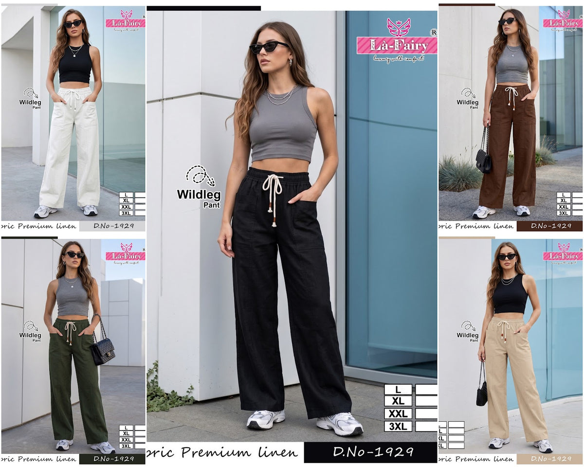 Design 1929 Wide Leg La Fairy Linen Women Pants Manufacturer