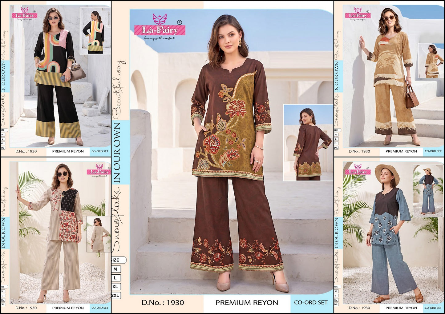 Design 1930 Rainbow La Fairy Reyon Co Ord Set Wholesaler Ahmedabad