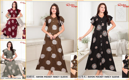 Design 19378-19380 Ruchee Fashion Rayon Night Gowns Manufacturer Gujarat