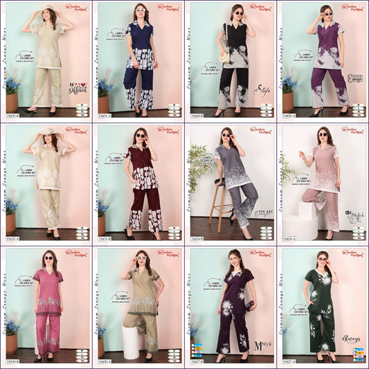 Design 19424-19432 Ruchee Fashion Linen Co Ord Set Exporter