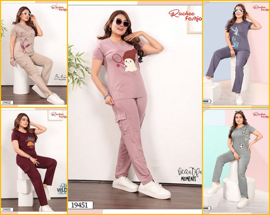 Design 19451-19460 Cargo Ruchee Fashion Tencil Pyjama Night Suits Wholesaler Ahmedabad