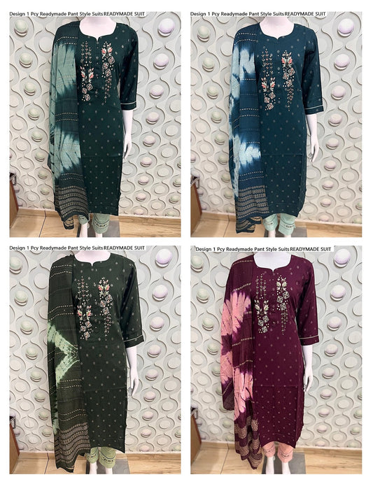 Design 1 Pcy Rayon Readymade Pant Style Suits