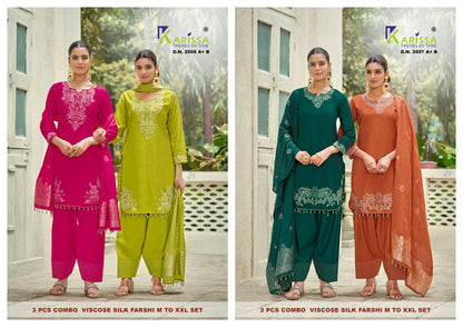 Design 2006-2007 Karissa Viscose Silk Readymade Suits Manufacturer India