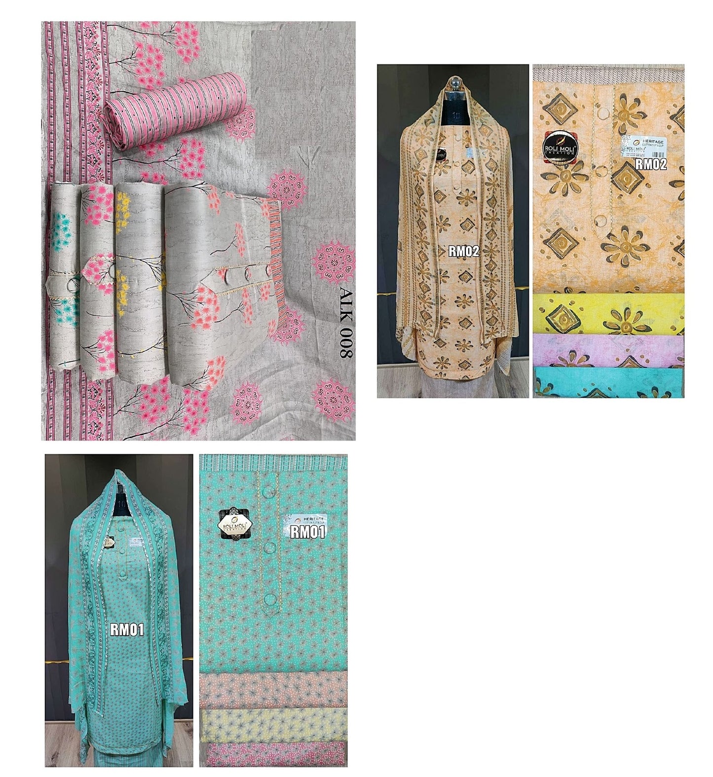 Design 2008 Roli Moli Lawn Salwar Suits Manufacturer India