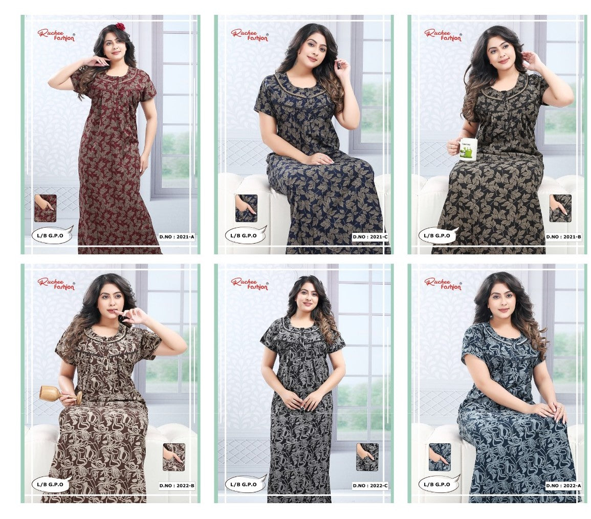 Design 2021-2022 Ruchee Fashion Lizzy Bizzy Night Gowns Wholesale Rate