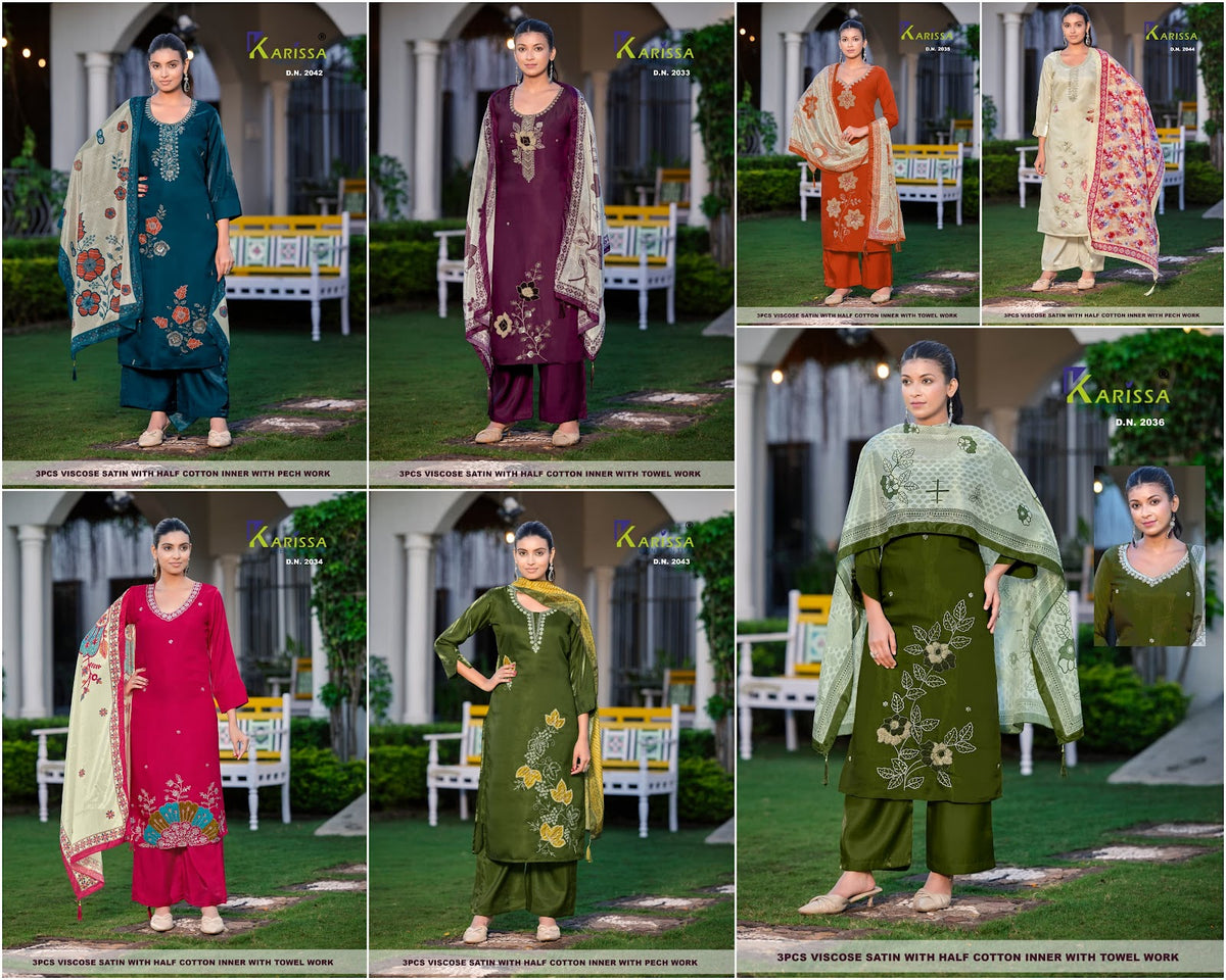 Design 2033-2044 Karissa Viscose Readymade Plazzo Style Suits Wholesale Price