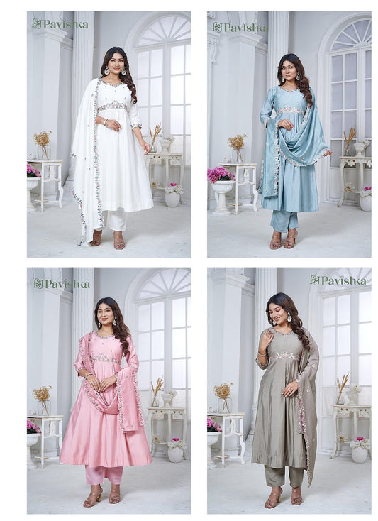 Design 2108 Pavishka Viscose Silk Readymade Anarkali Suits Manufacturer