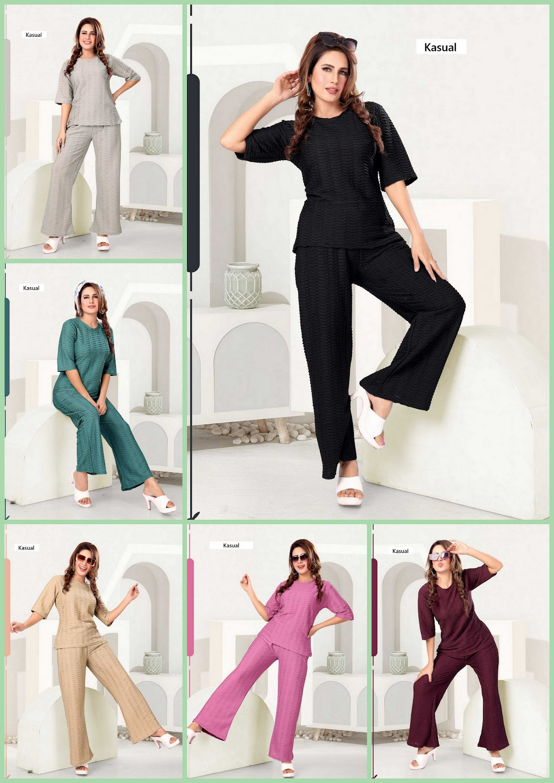 Design 220126 Kasual Crush Co Ord Set Supplier Ahmedabad