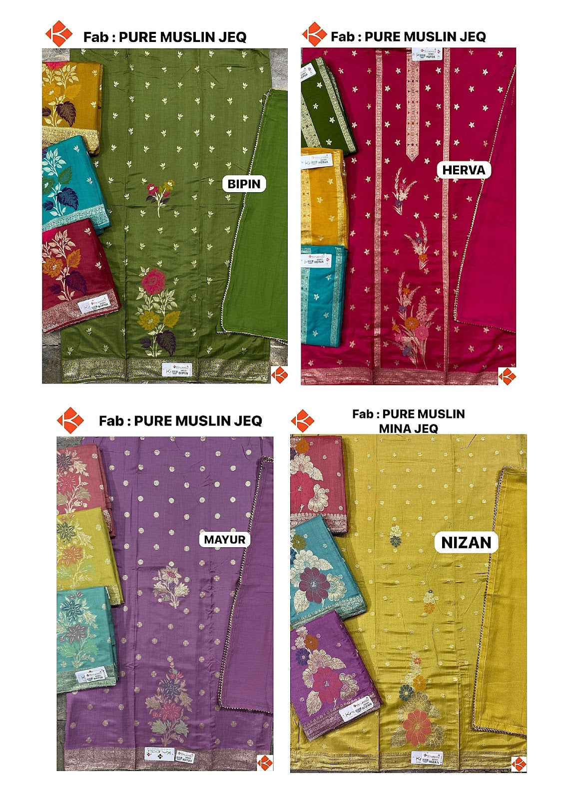 Design 2208 Krupali Muslin Jacquard Salwar Suits Manufacturer Gujarat