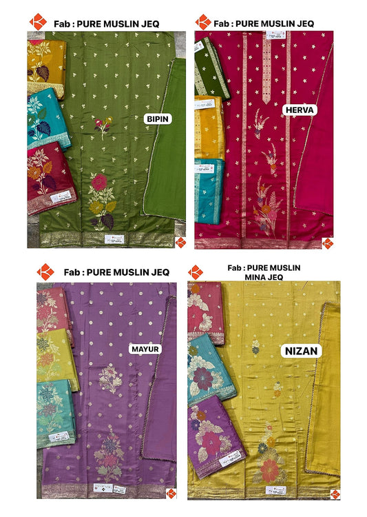 Design 2208 Krupali Muslin Jacquard Salwar Suits Manufacturer Gujarat