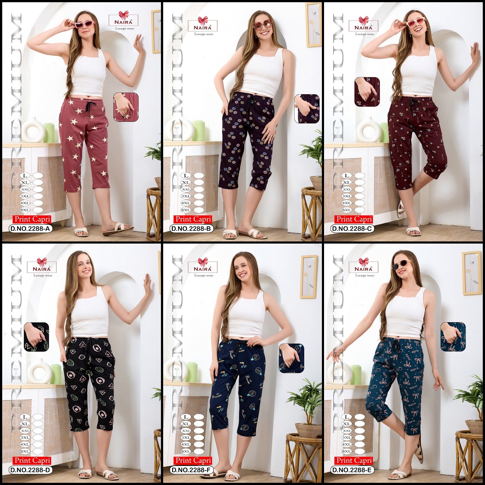 Design 2288 Naira Kavyansika Hosiery Cotton Womens Capri Wholesale