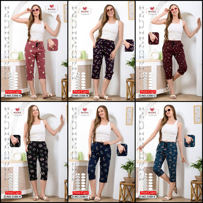 Design 2288 Naira Kavyansika Hosiery Cotton Womens Capri Wholesale