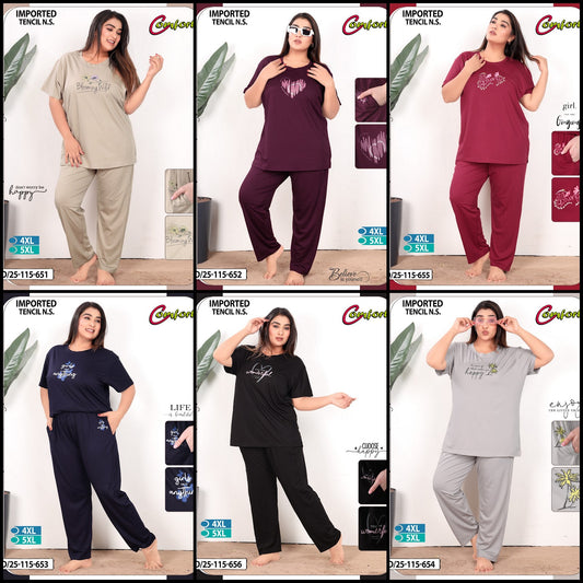 Design 25-115 Comfort Tencil Pyjama Night Suits Wholesaler