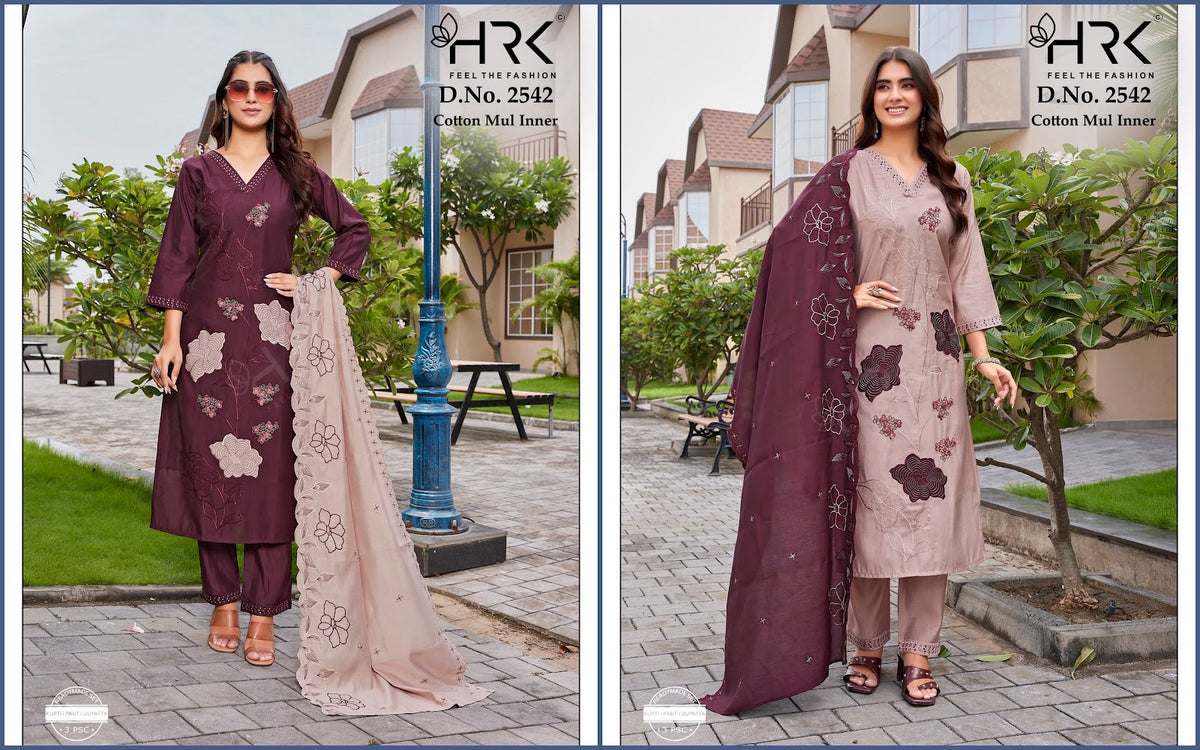 Design 2542 Hrk Roman Silk Readymade Pant Style Suits Wholesaler Gujarat
