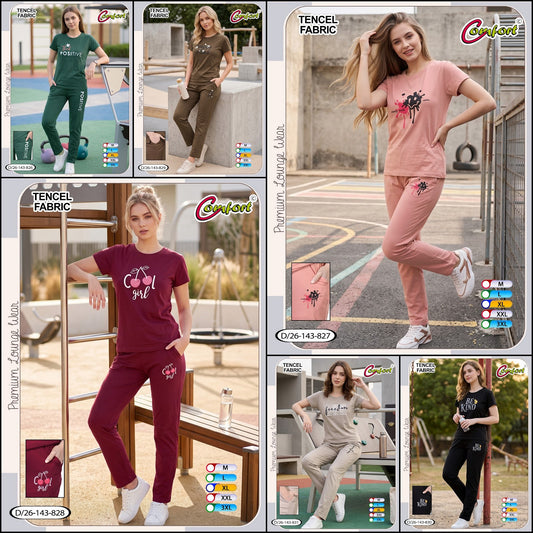 Design 26-143 Comfort Tencil Pyjama Night Suits Wholesaler India