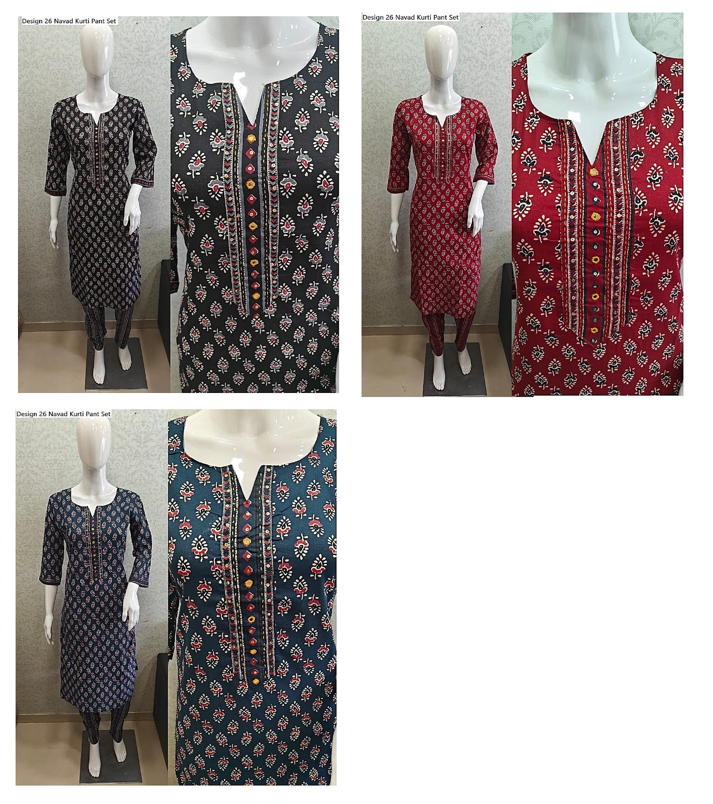 Design 26 Navad Cambric Cotton Kurti Pant Set