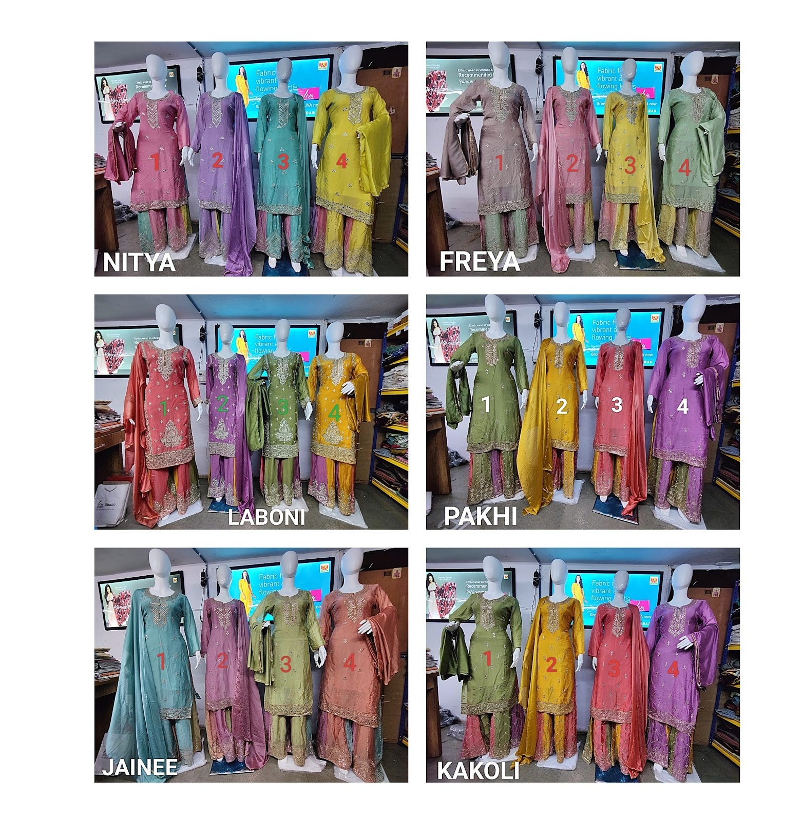 Design 3008 Woodee Chinon Silk Readymade Plazzo Style Suits Supplier Ahmedabad