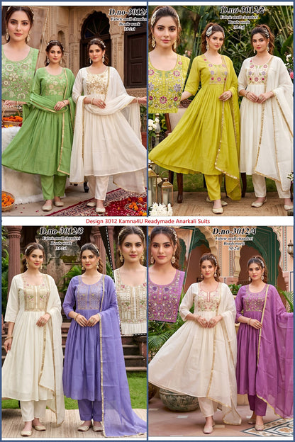Design 3012 Kamna4U Chanderi Readymade Anarkali Suits Wholesaler India