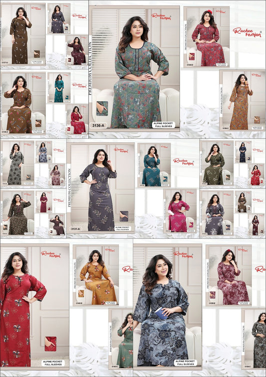 Design 3131 To 3140 Ruchee Fashion Alpine Night Gowns Manufacturer Gujarat