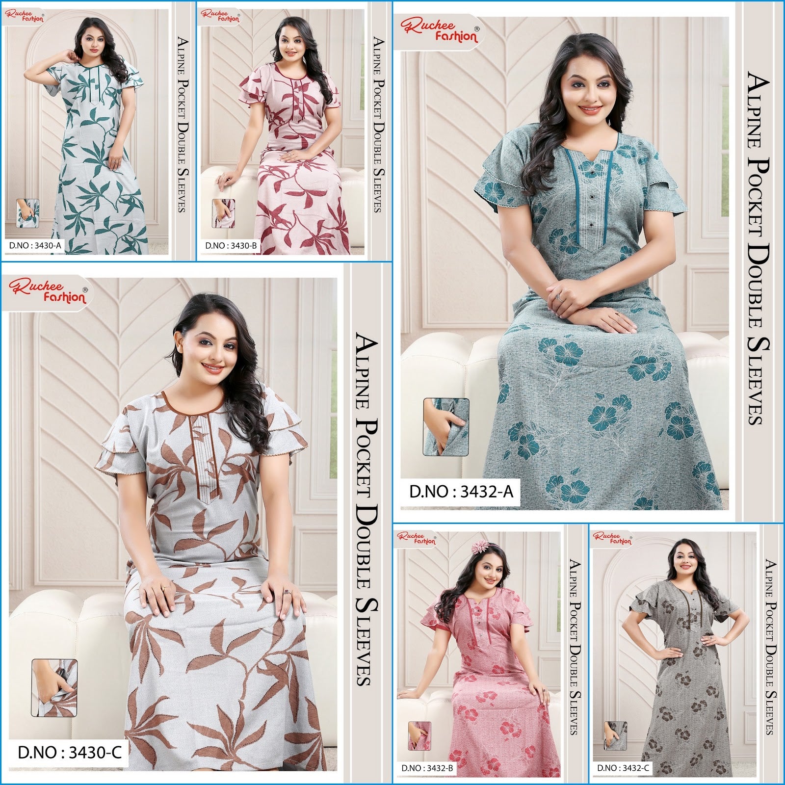 Design 3430-3432 Ruchee Fashion Alpine Night Gowns Supplier India
