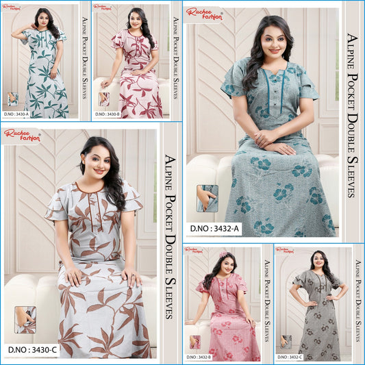 Design 3430-3432 Ruchee Fashion Alpine Night Gowns Supplier India