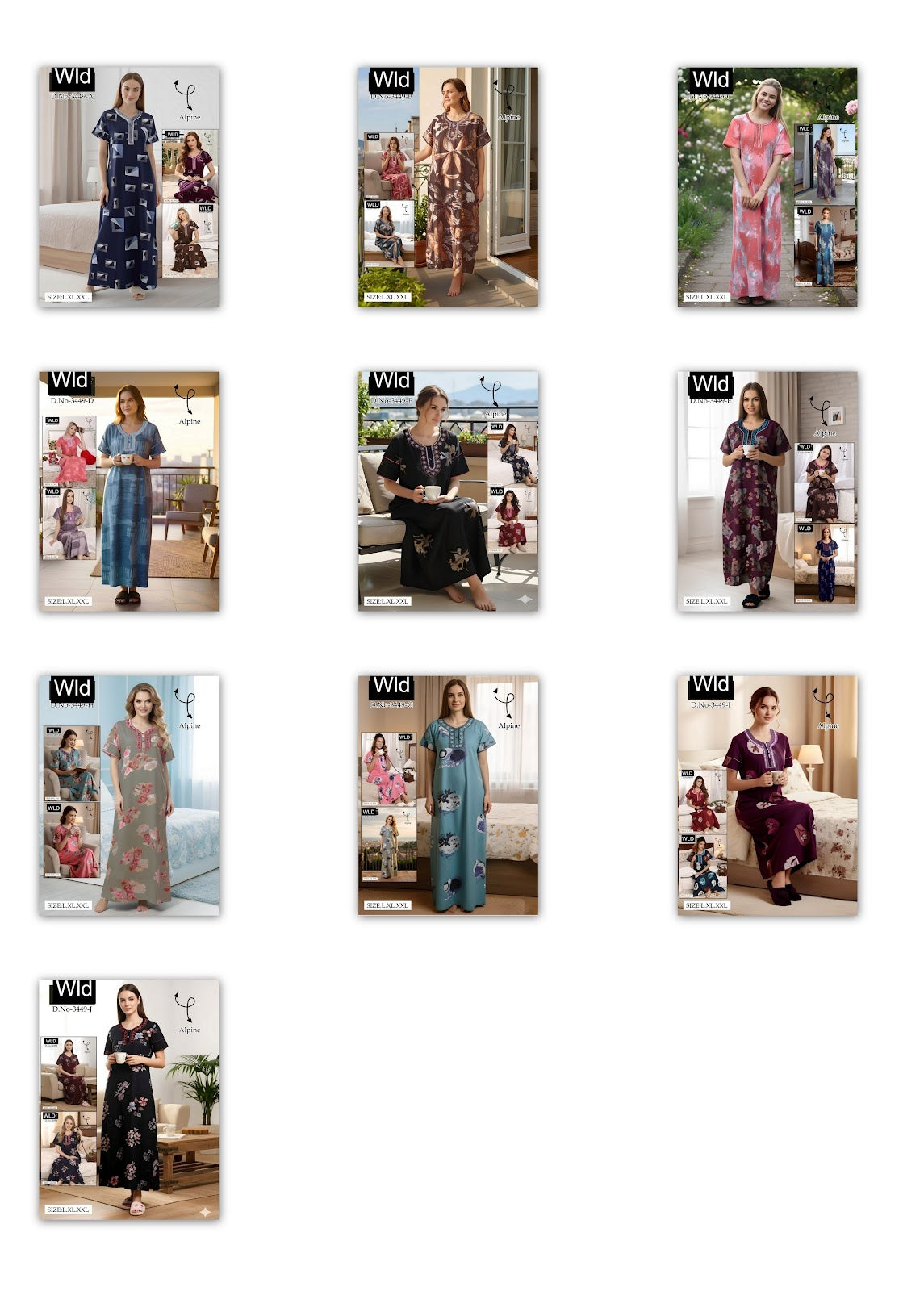 Design 3449 Wld Alpine Night Gowns Supplier Ahmedabad