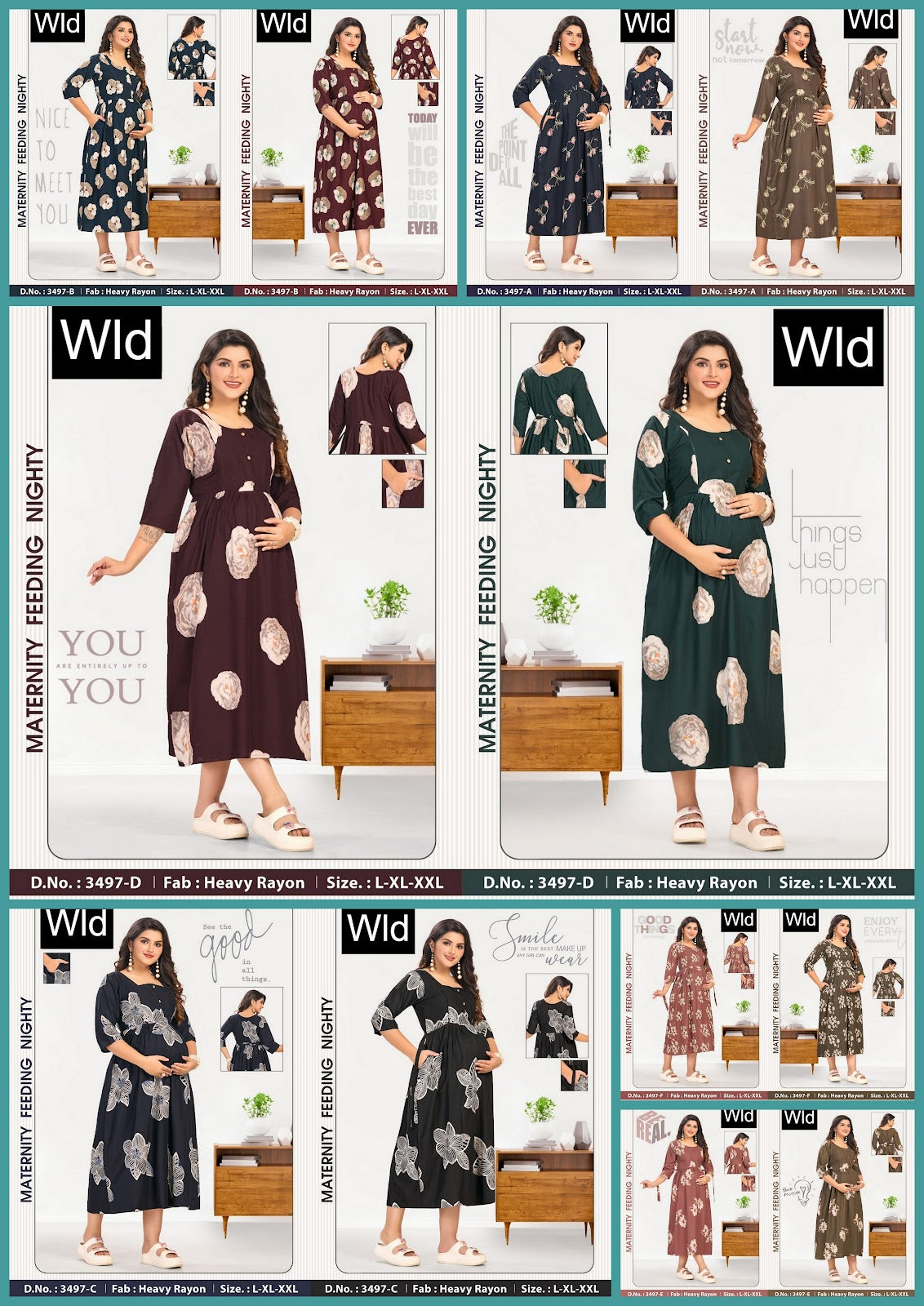 Design 3497 Wld Heavy Rayon Feeding Night Gown Wholesaler India
