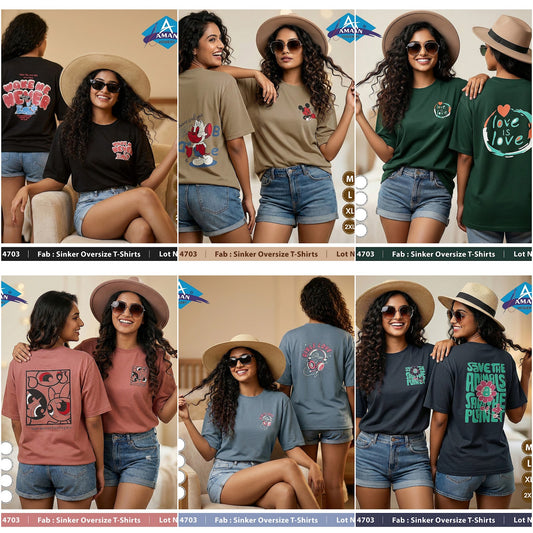 Design 4703 Aman Sinker Women Oversized Tshirt Supplier Ahmedabad