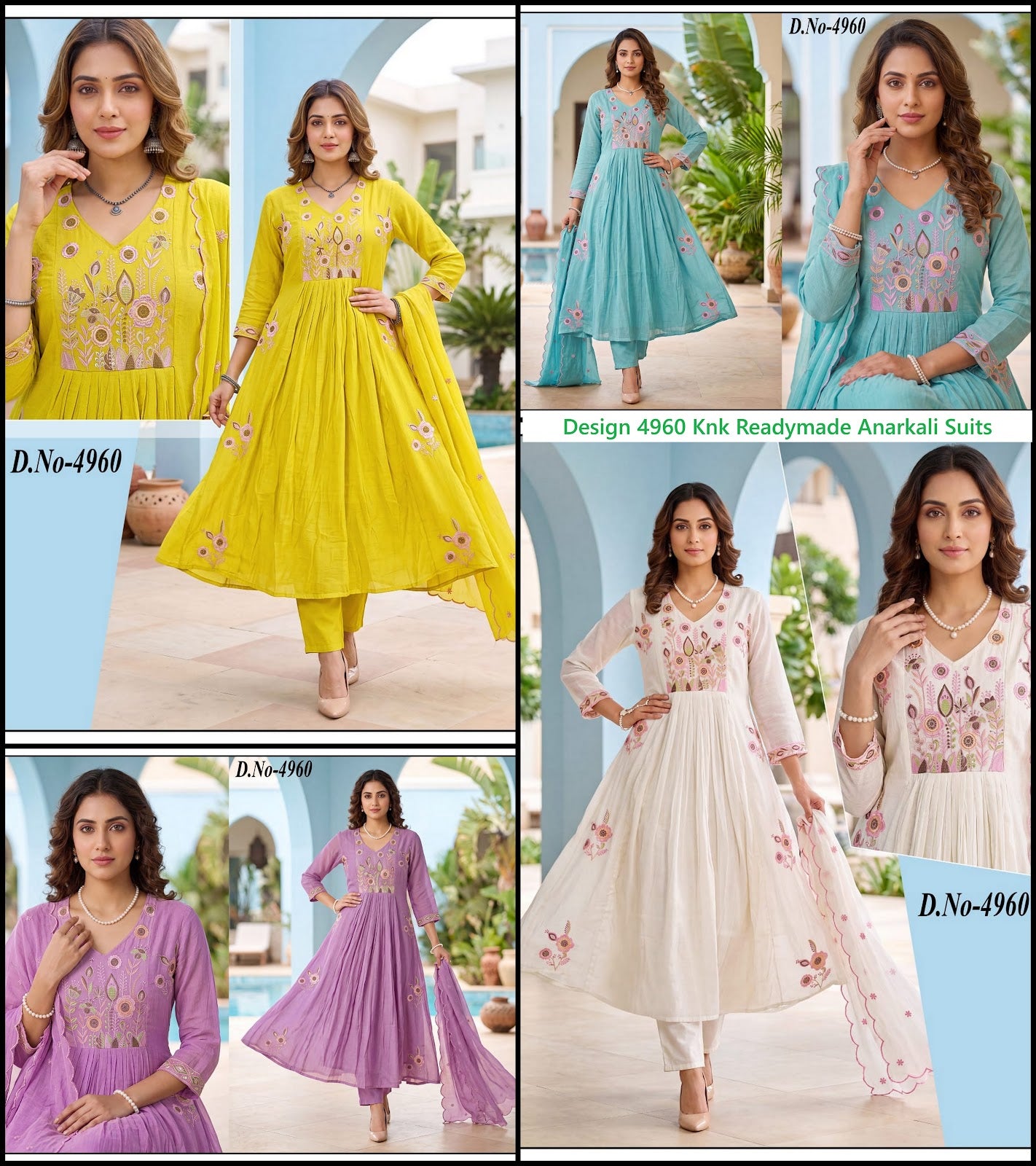 Design 4960 Knk Chanderi Readymade Anarkali Suits Supplier India