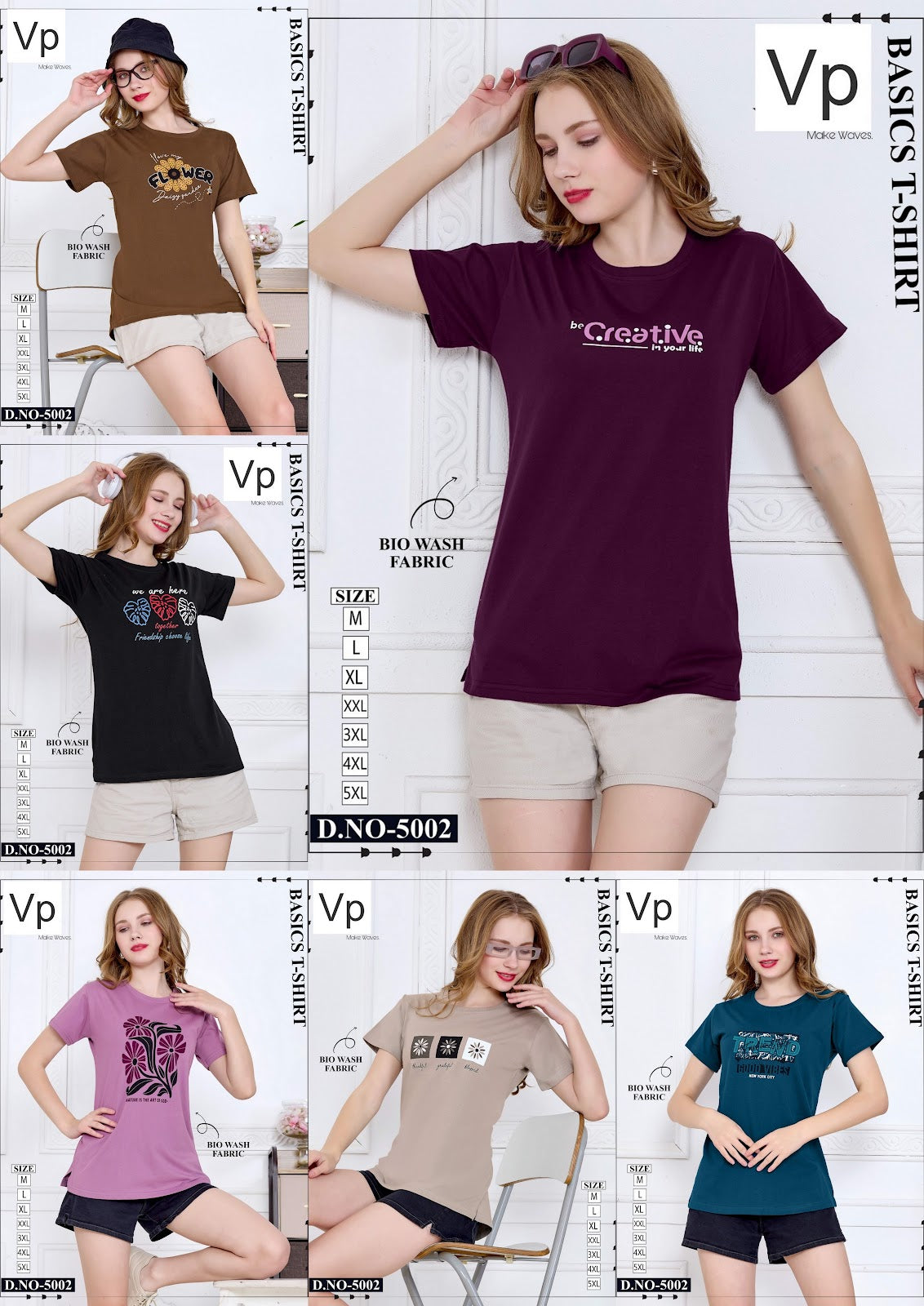 Design 5002 030126 Vp Biowash Women Tshirt Exporter Ahmedabad