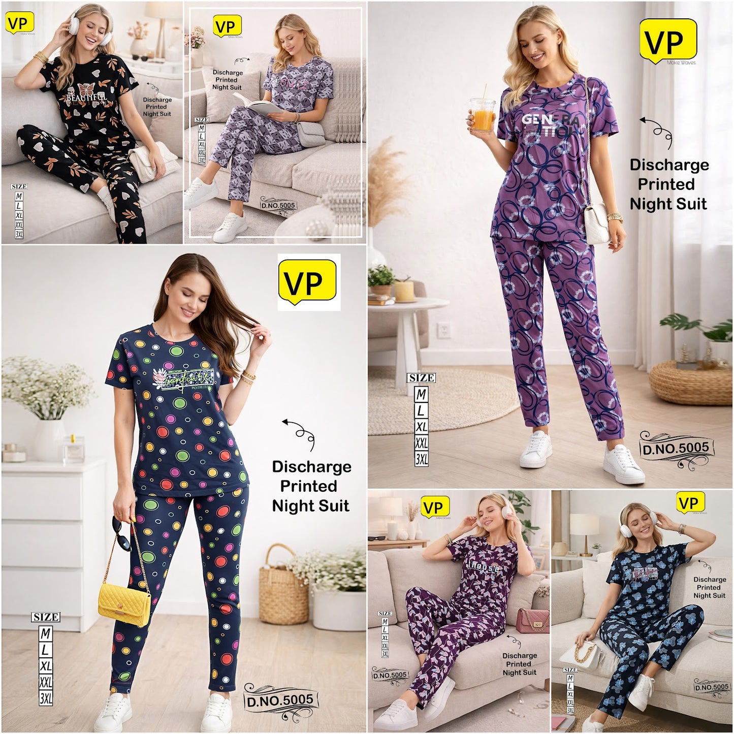 Design 5005 2204 Vp Hosiery Cotton Pyjama Night Suits Manufacturer India