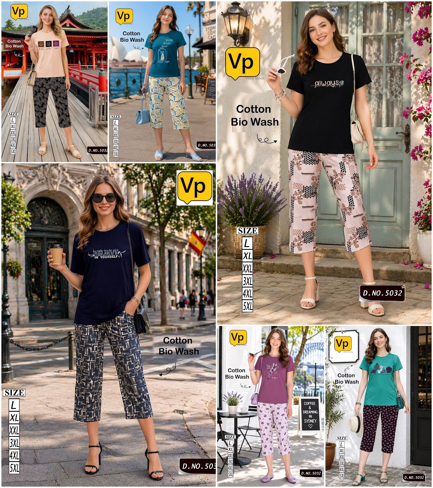 Design 5032 Vp Cotton Biowashed Capri Night Suits Exporter Gujarat