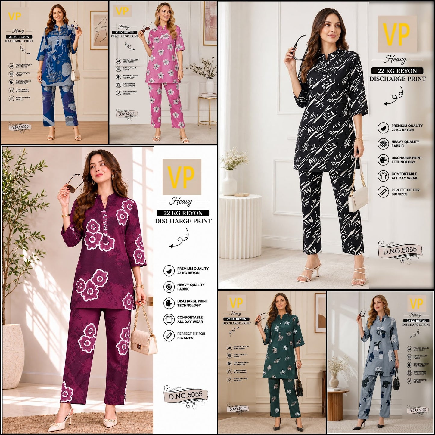 Design 5055 Kurta Style Vp Rayon 22Kg Co Ord Set Wholesaler Ahmedabad