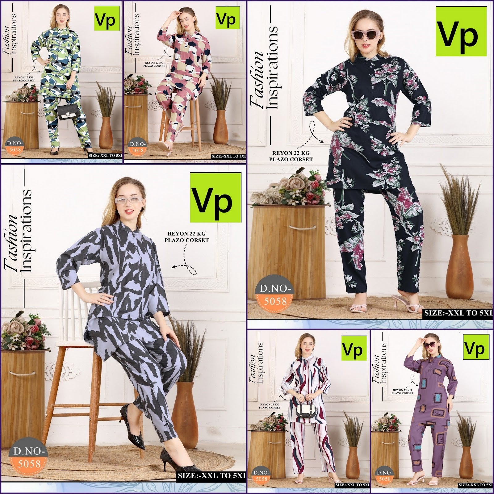 Design 5058 Vp Rayon 22Kg Co Ord Set Wholesale