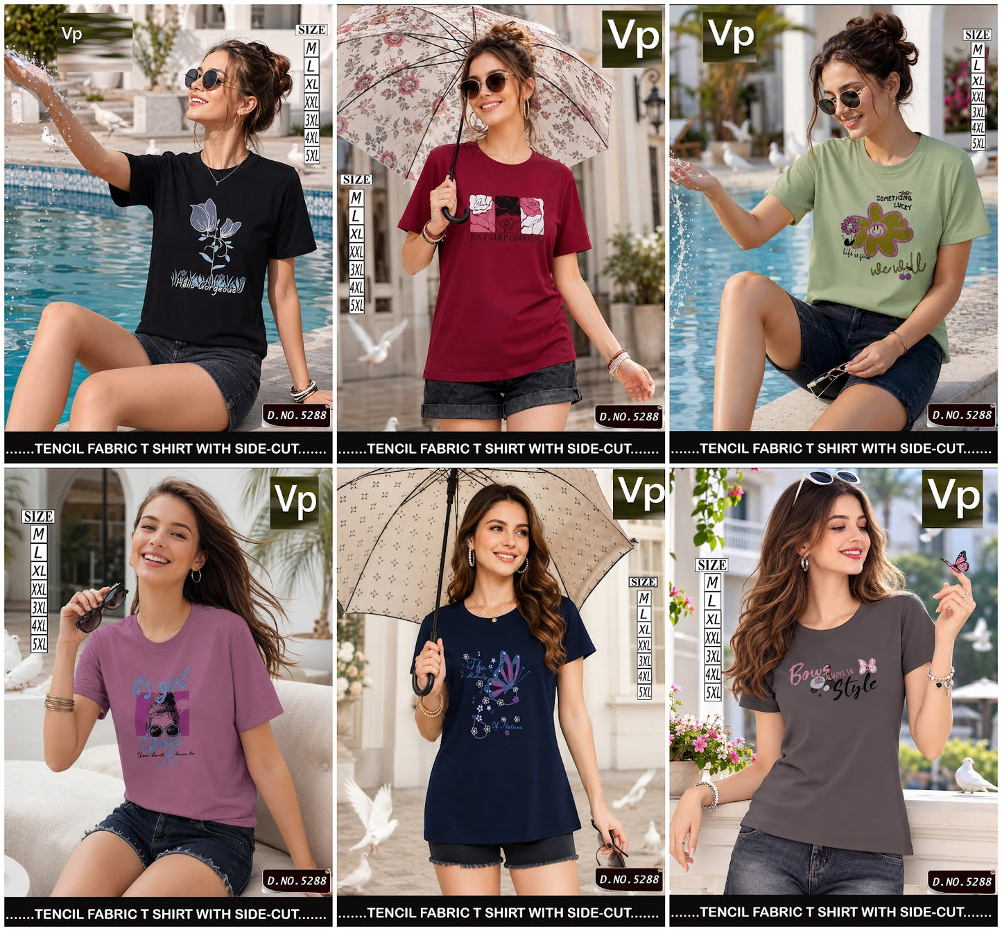 Design 5288 Plain Vp Tencil Women Tshirt Wholesale Price