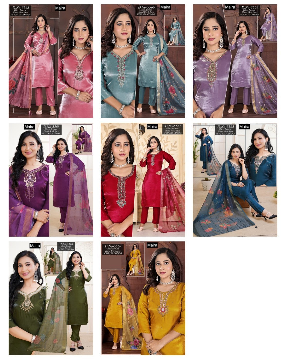 Design 5562-5569 Maira Roman Readymade Pant Style Suits Wholesaler Ahmedabad
