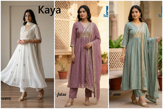 Design 6117 Kaya Trends Chanderi Readymade Anarkali Suits Supplier Ahmedabad