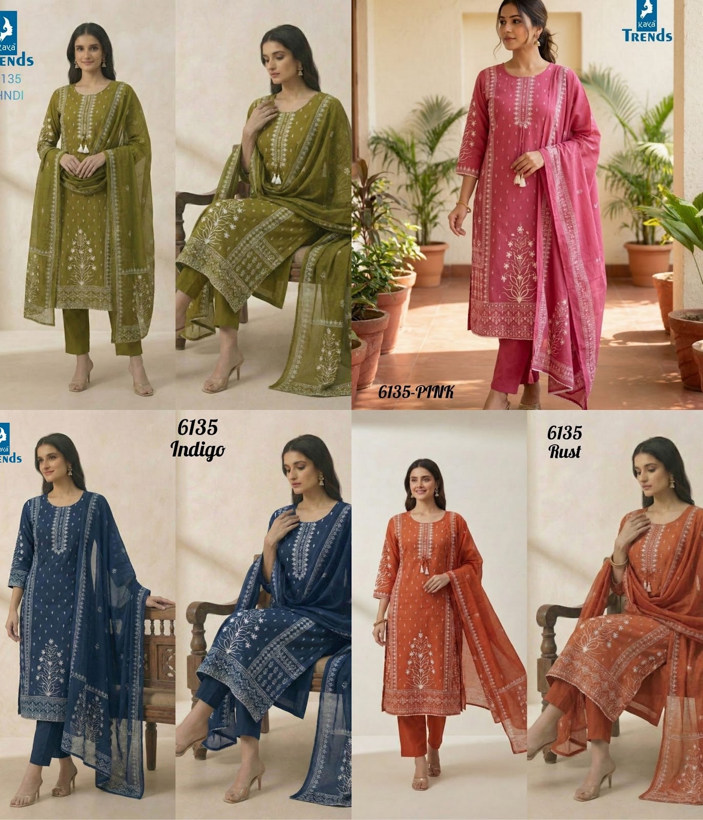 Design 6135 Kaya Trends Readymade Cotton Pant Suits Wholesaler Gujarat