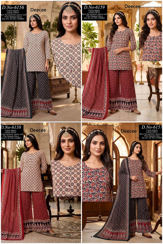Design 6156-6159 Deecee Cotton Readymade Suits Exporter