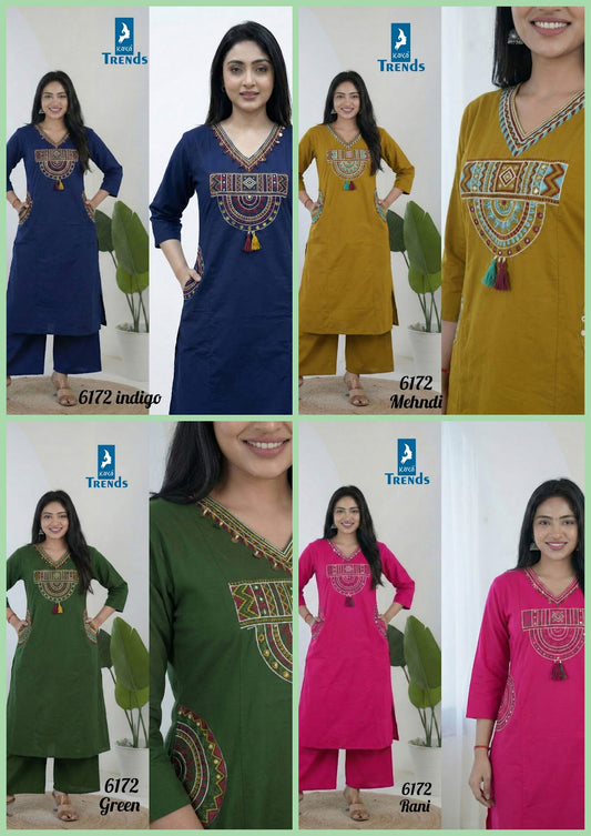 Design 6172 Kaya Cotton Kurti Plazzo Set Manufacturer India