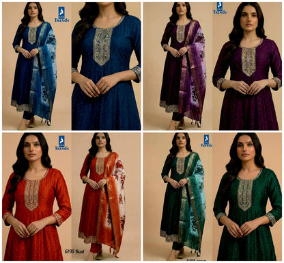 Design 6195 Kaya Vichitra Silk Readymade Anarkali Suits Manufacturer