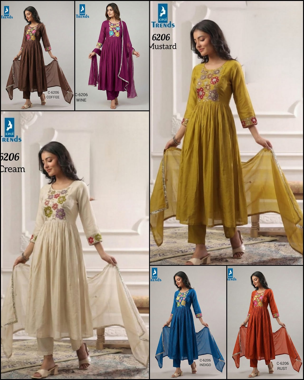 Design 6206 Kaya Trends Chanderi Readymade Anarkali Suits Manufacturer Gujarat