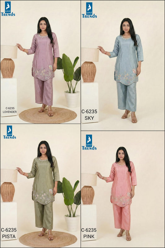 Design 6235 Kaya Trends Roman Kurti Plazzo Set Exporter Gujarat