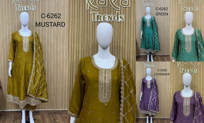 Design 6262 Kaya Trends Vichitra Silk Readymade Anarkali Suits Wholesale Price
